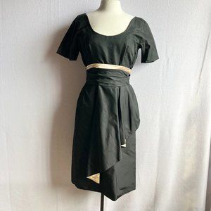 1950s Black Draped Hip Cocktail Dress